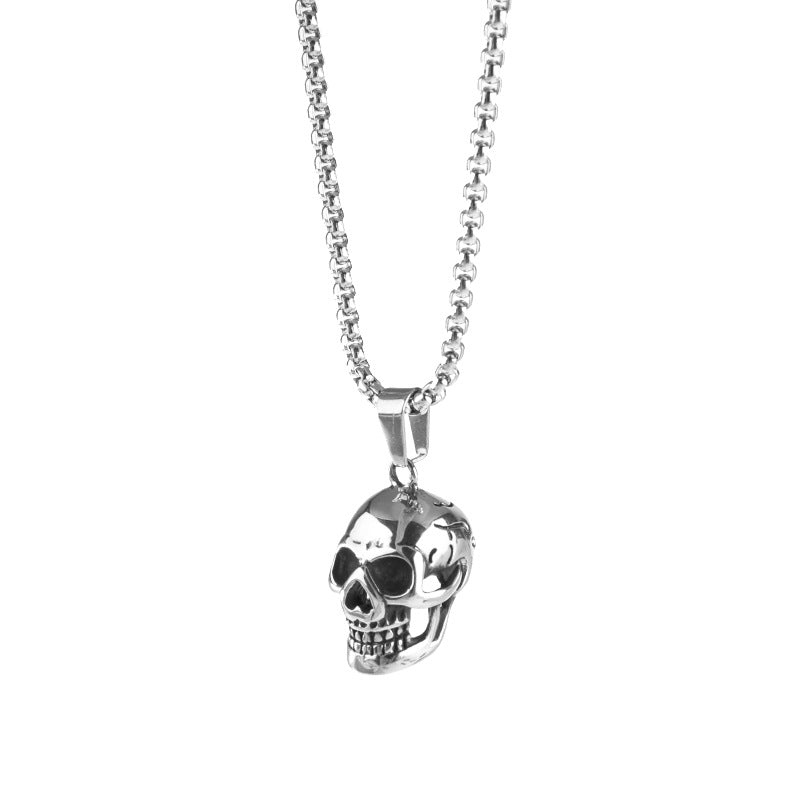 Stainless Steel Skull Necklace / Biker Rock Style Pendant and Chain