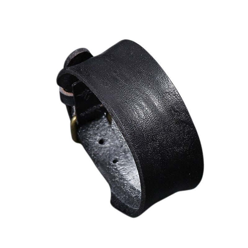 Wide Leather Bracelet / Brown Black Rope Bangles / Bracelet in Punk Style
