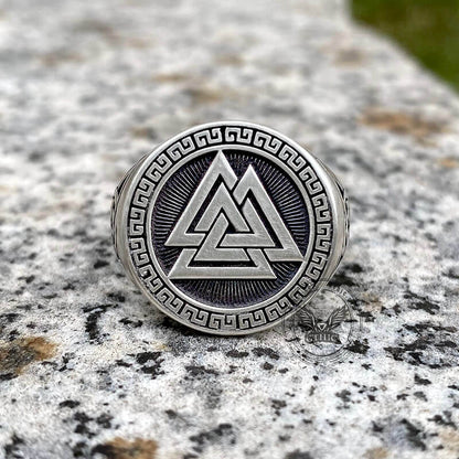 Valknut Celtic Triquetra Knot Sterling Silver Viking Ring