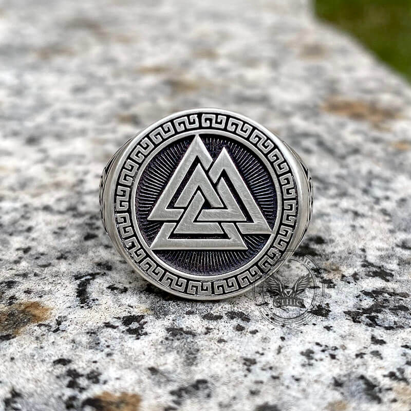 Valknut Celtic Triquetra Knot Sterling Silver Viking Ring