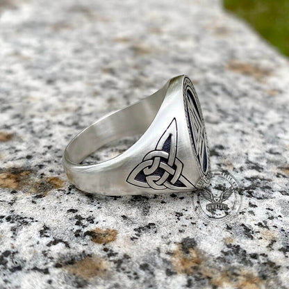 Valknut Celtic Triquetra Knot Sterling Silver Viking Ring