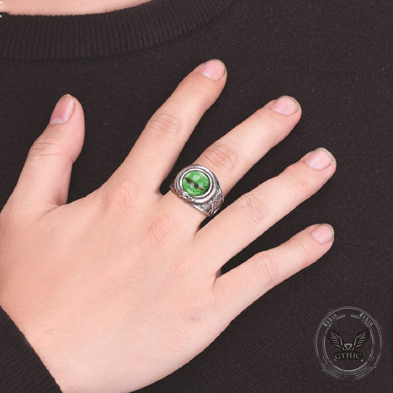 Valknut Ouroboros Devil Eye Stainless Steel Ring