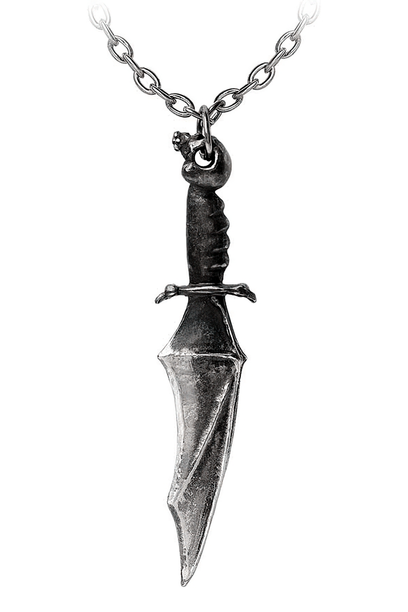 Vampyre Knife Pendant With Skull and Bat Wing Blade