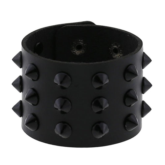 Vegan Leather Spike Bracelet / Wide Snap Button Wrap Bracelets / Wristband for and