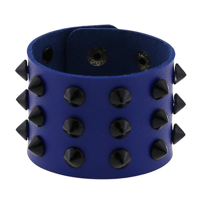 Vegan Leather Spike Bracelet / Wide Snap Button Wrap Bracelets / Wristband for and