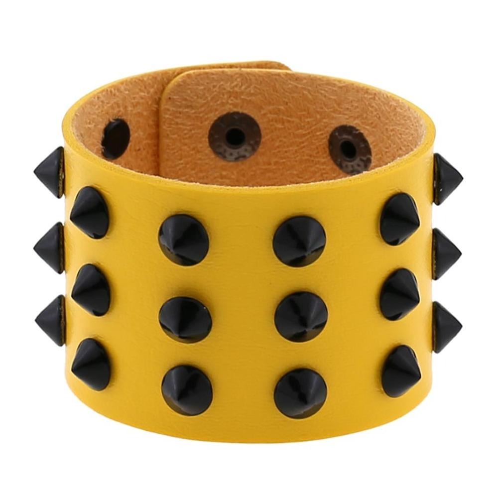 Vegan Leather Spike Bracelet / Wide Snap Button Wrap Bracelets / Wristband for and