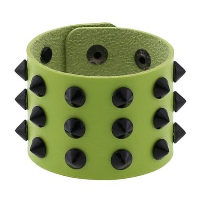 Vegan Leather Spike Bracelet / Wide Snap Button Wrap Bracelets / Wristband for and