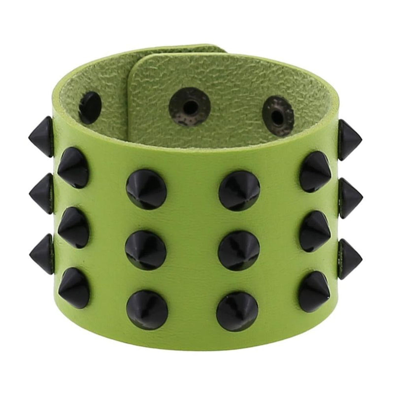 Vegan Leather Spike Bracelet / Wide Snap Button Wrap Bracelets / Wristband for and