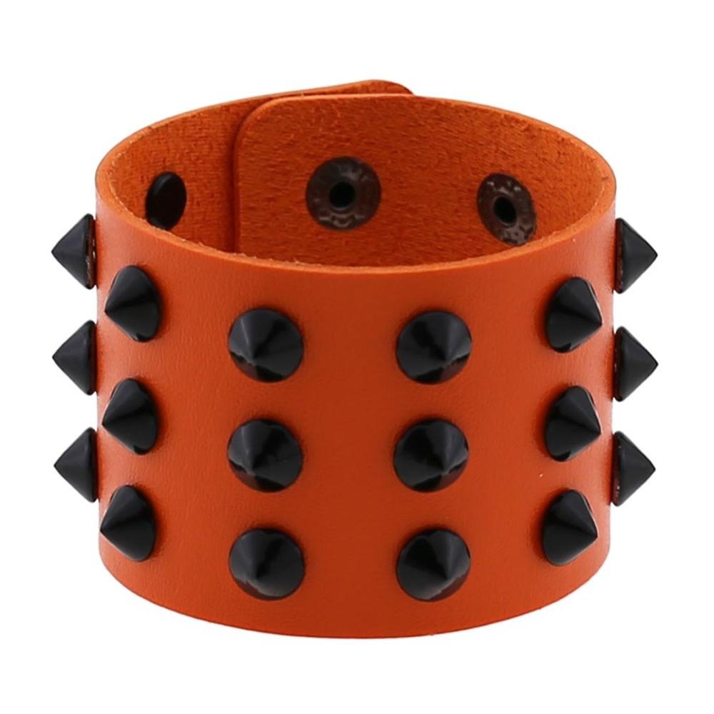 Vegan Leather Spike Bracelet / Wide Snap Button Wrap Bracelets / Wristband for and