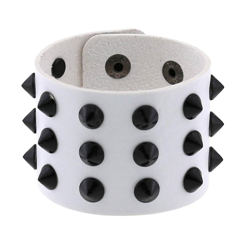 Vegan Leather Spike Bracelet / Wide Snap Button Wrap Bracelets / Wristband for and