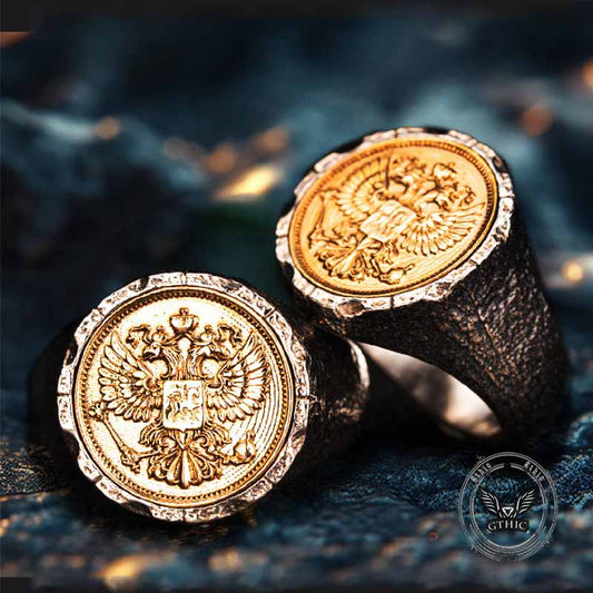 Victory Wings Double Headed Eagle Sterling Silver Ring