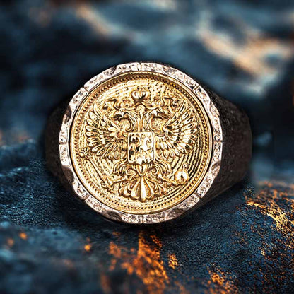 Victory Wings Double Headed Eagle Sterling Silver Ring