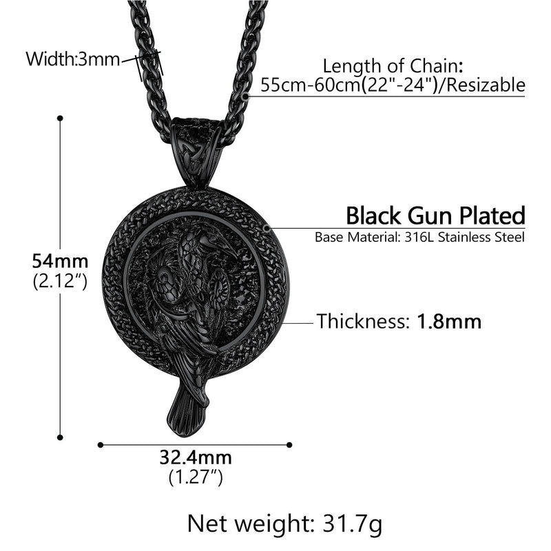 Viking Odin's Raven Pendant Necklace for