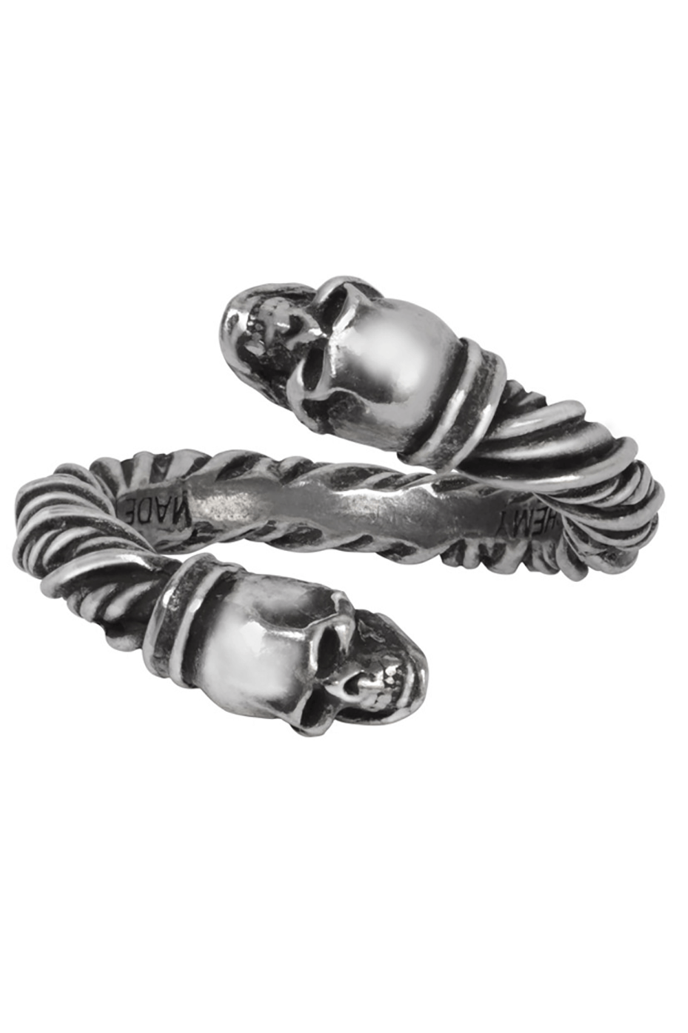 Viking Skull Torque Battle Ring in Pewter With Skull Ends