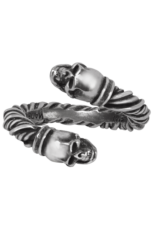 Viking Skull Torque Battle Ring in Pewter With Skull Ends