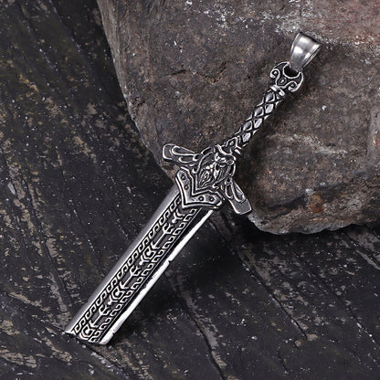 Viking Broken Sword Stainless Steel Amulet Pendant