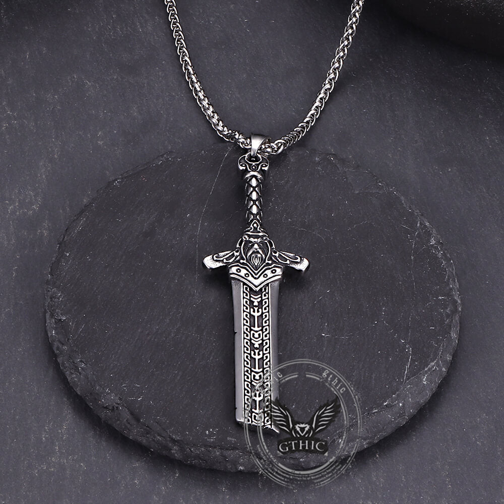 Viking Broken Sword Stainless Steel Amulet Pendant