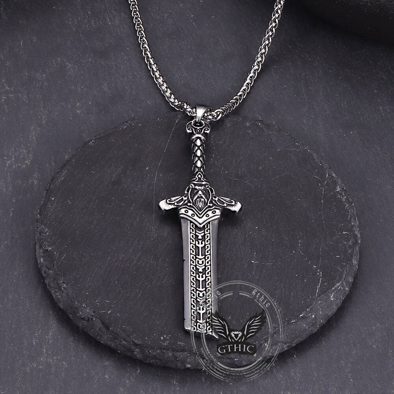 Viking Broken Sword Stainless Steel Amulet Pendant