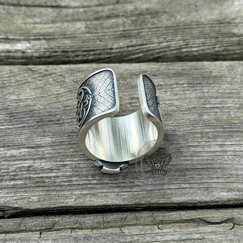 Viking Celtic Cross Sterling Silver Open Ring