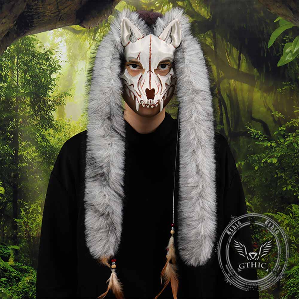 Viking Fox Long Ear Plush Cosplay Animal Mask