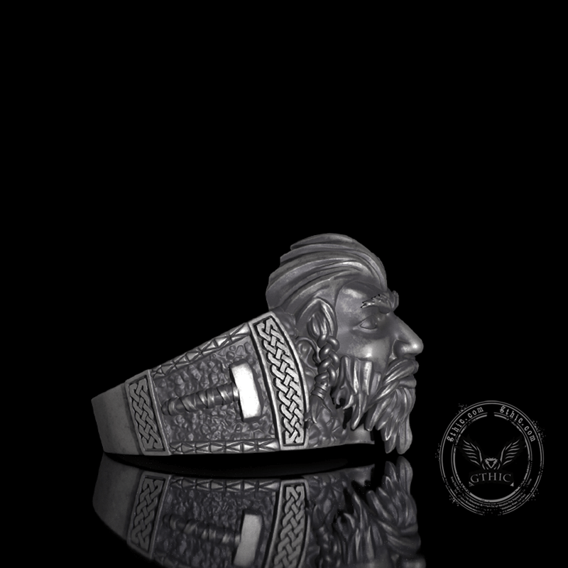 Viking God Thor's Hammer Sterling Silver Ring