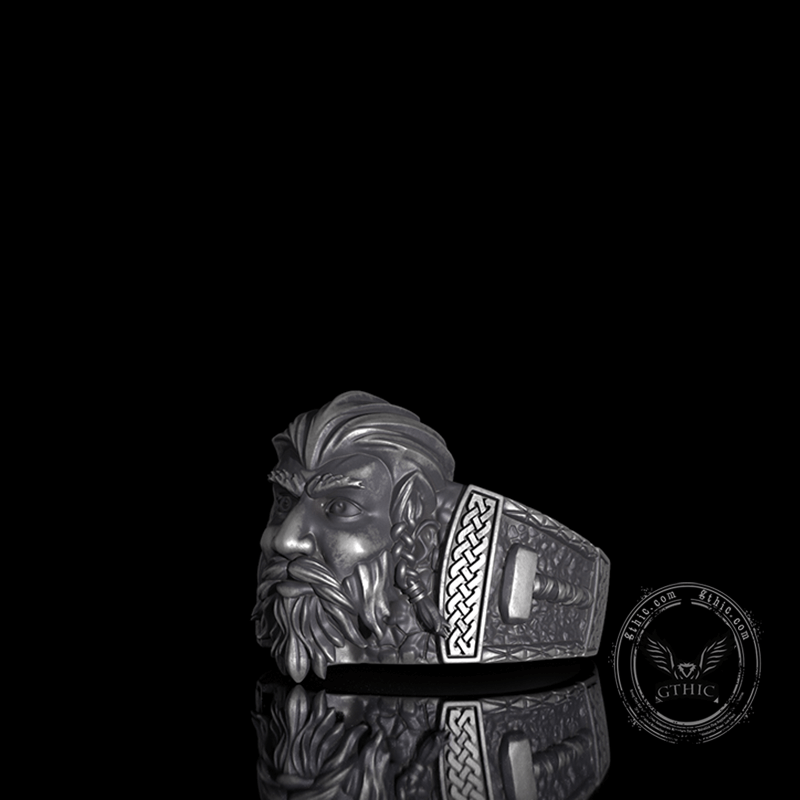 Viking God Thor's Hammer Sterling Silver Ring