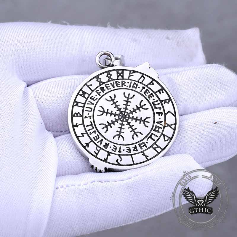 Viking Odin Raven ‌vegvisir Stainless Steel Pendant
