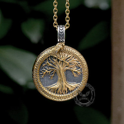 Viking Ouroboros Tree of Life Stainless Steel Pendant