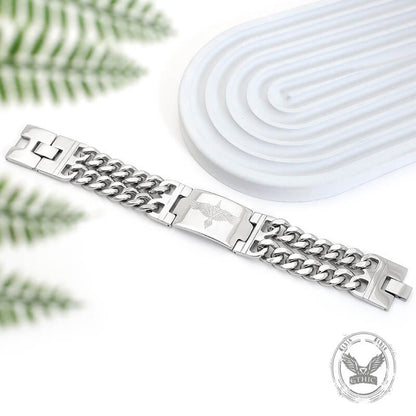Viking Rune Bird Cuban Chain Stainless Steel Bracelet