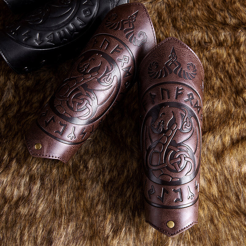 Viking Runes Flying Dragon Warrior Bracers