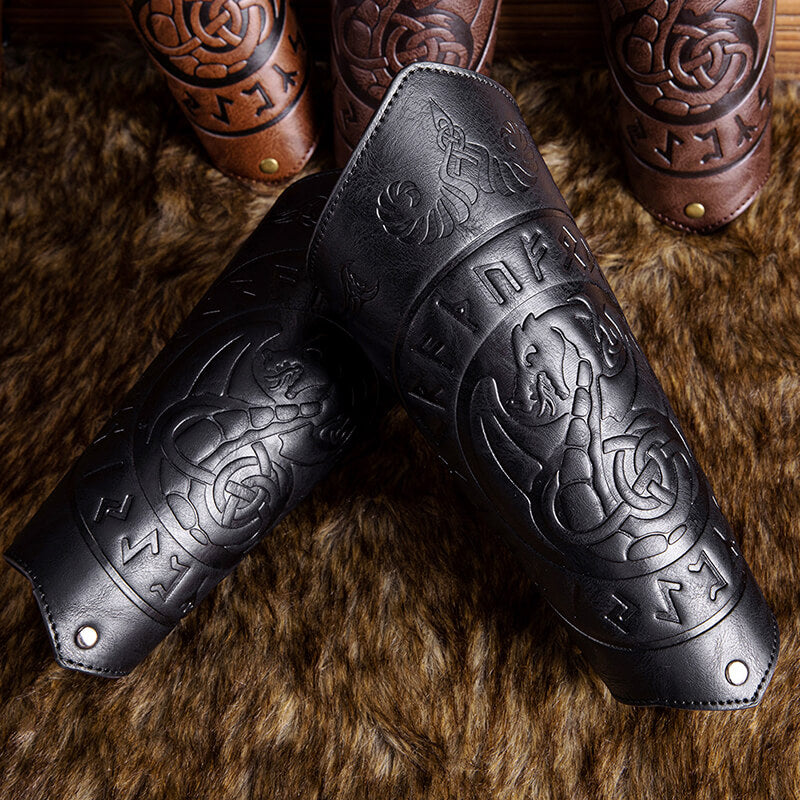 Viking Runes Flying Dragon Warrior Bracers