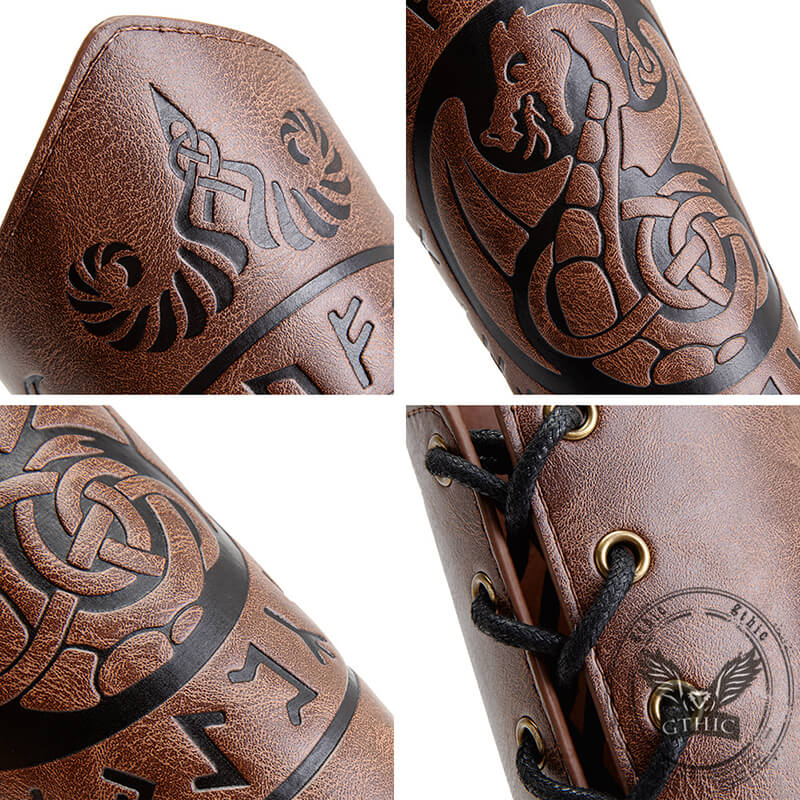 Viking Runes Flying Dragon Warrior Bracers