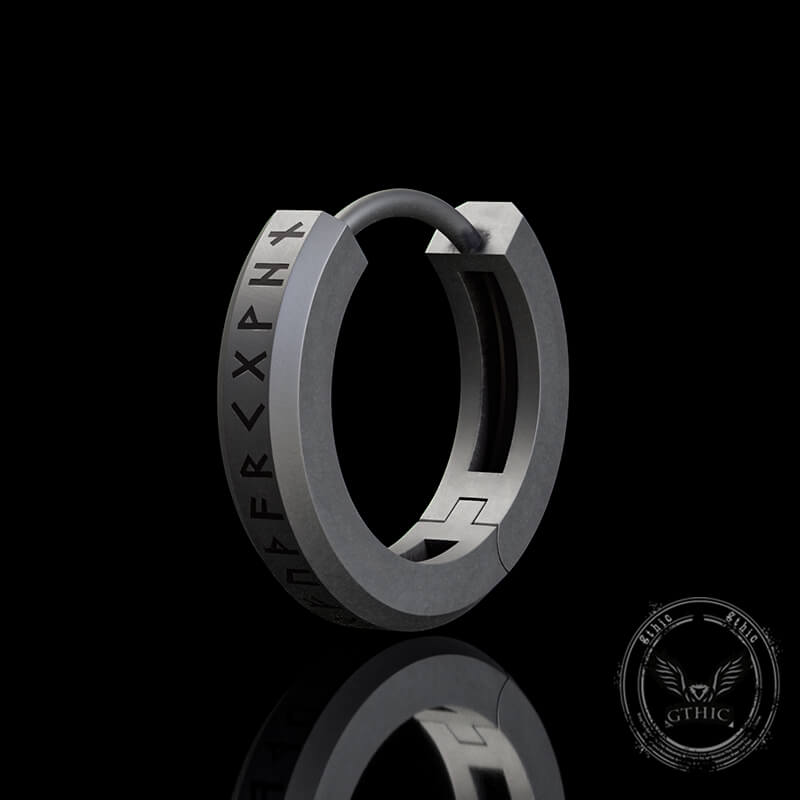 Viking Runes Sterling Silver Huggie Earrings