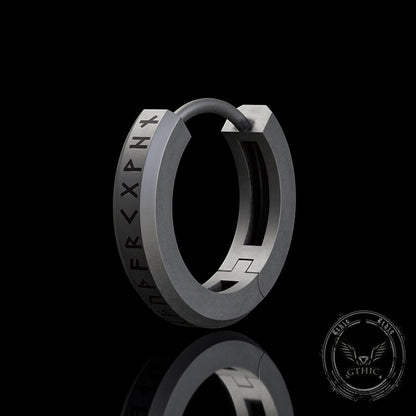 Viking Runes Sterling Silver Huggie Earrings