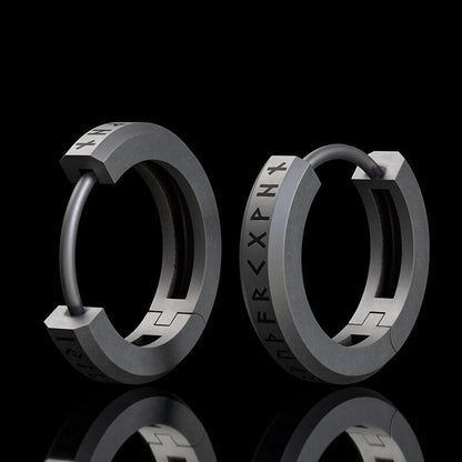 Viking Runes Sterling Silver Huggie Earrings