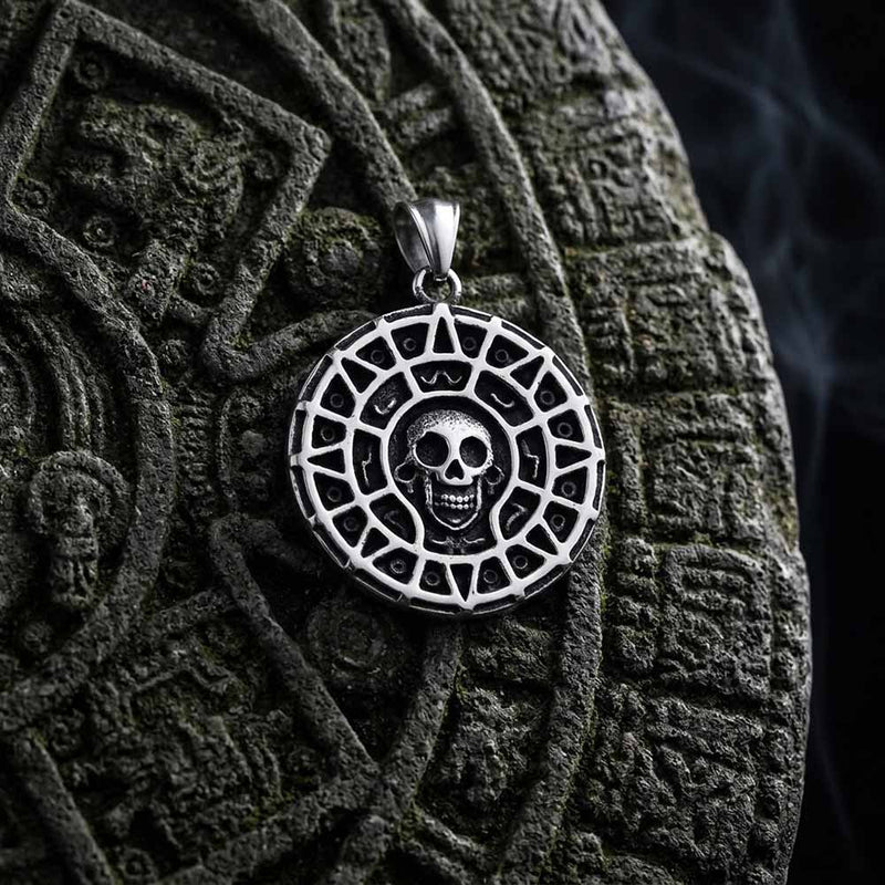 Viking Skull Coin Stainless Steel Nordic Rune Pendant