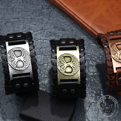 Viking Tree of Life Alloy Leather Bracelet