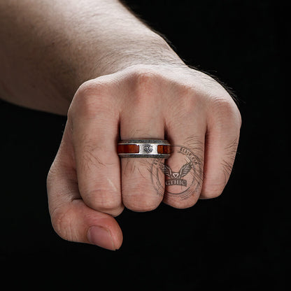 Viking Tree of Life Stainless Steel Wood Ring