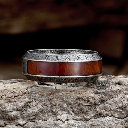 Viking Tree of Life Stainless Steel Wood Ring