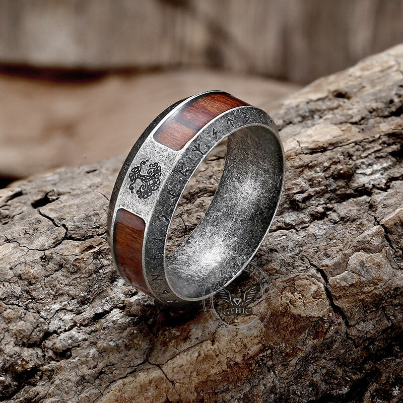 Viking Tree of Life Stainless Steel Wood Ring