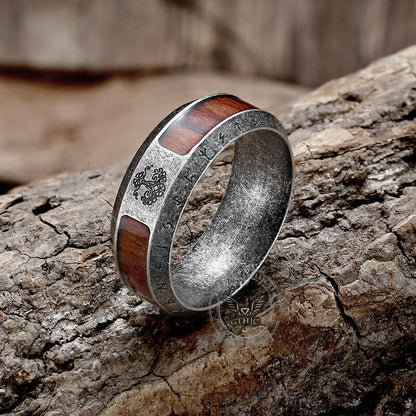 Viking Tree of Life Stainless Steel Wood Ring
