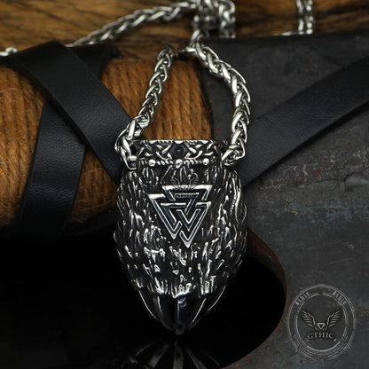 Viking Triangle Rune Bear Paw Stainless Steel Pendant