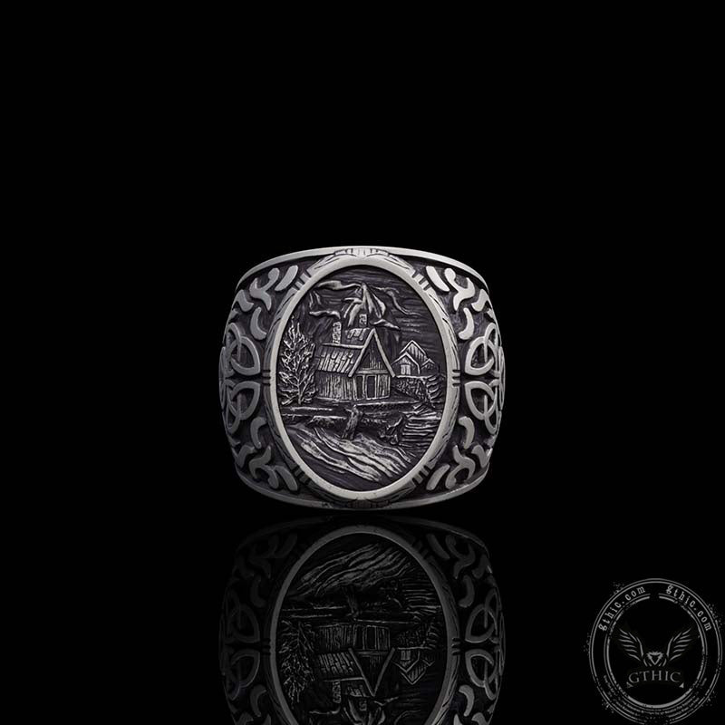Viking Village Celtic Knot Pattern Sterling Silver Ring