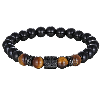 Cubic Zircon Bracelet for / Matte Onyx Stone and Tiger Eye Combination Jewelry