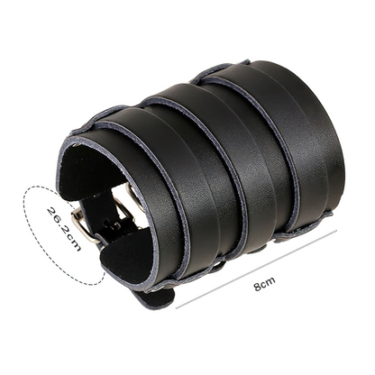 Genuine Leather Bracelet in Punk Style / Wide Cuff Charm Bracelet