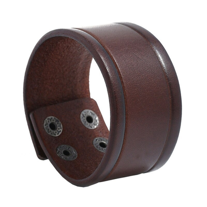 Genuine Leather Wide Bracelet / Wristband Punk Style for and