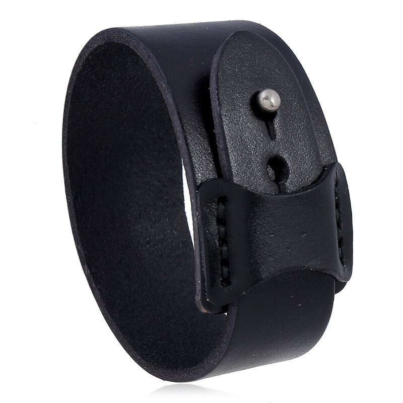 Genuine Leather Wide Cuff / Punk Adjustable Bracelet / Wristband