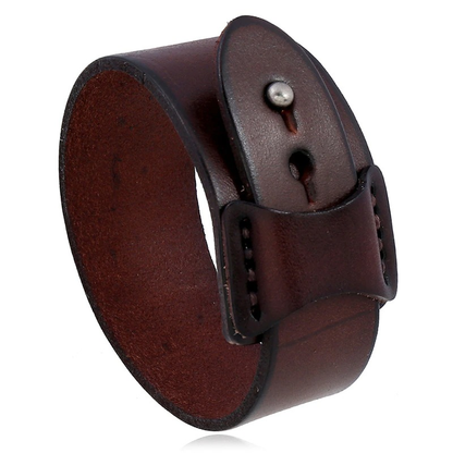 Genuine Leather Wide Cuff / Punk Adjustable Bracelet / Wristband