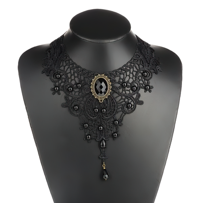 Gothic Necklace / Zinc Alloy Handmade Lace Necklace