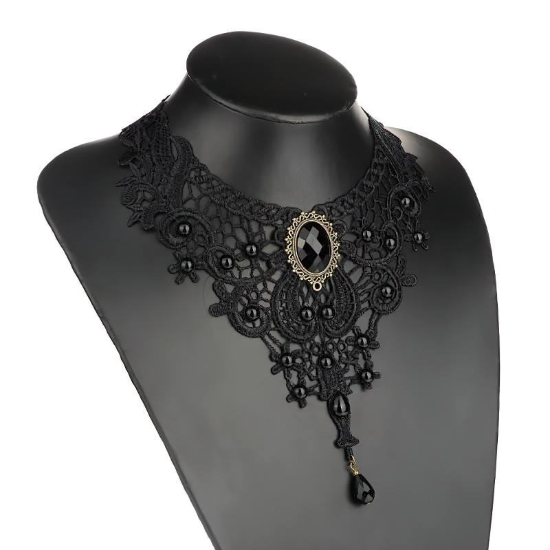 Gothic Necklace / Zinc Alloy Handmade Lace Necklace